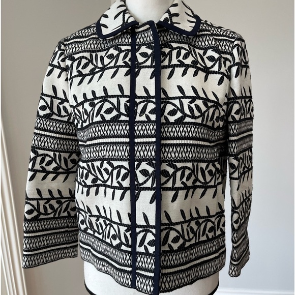 Tory Burch Tweed embroidered jacket with back details black and white size 4 - Picture 13 of 14